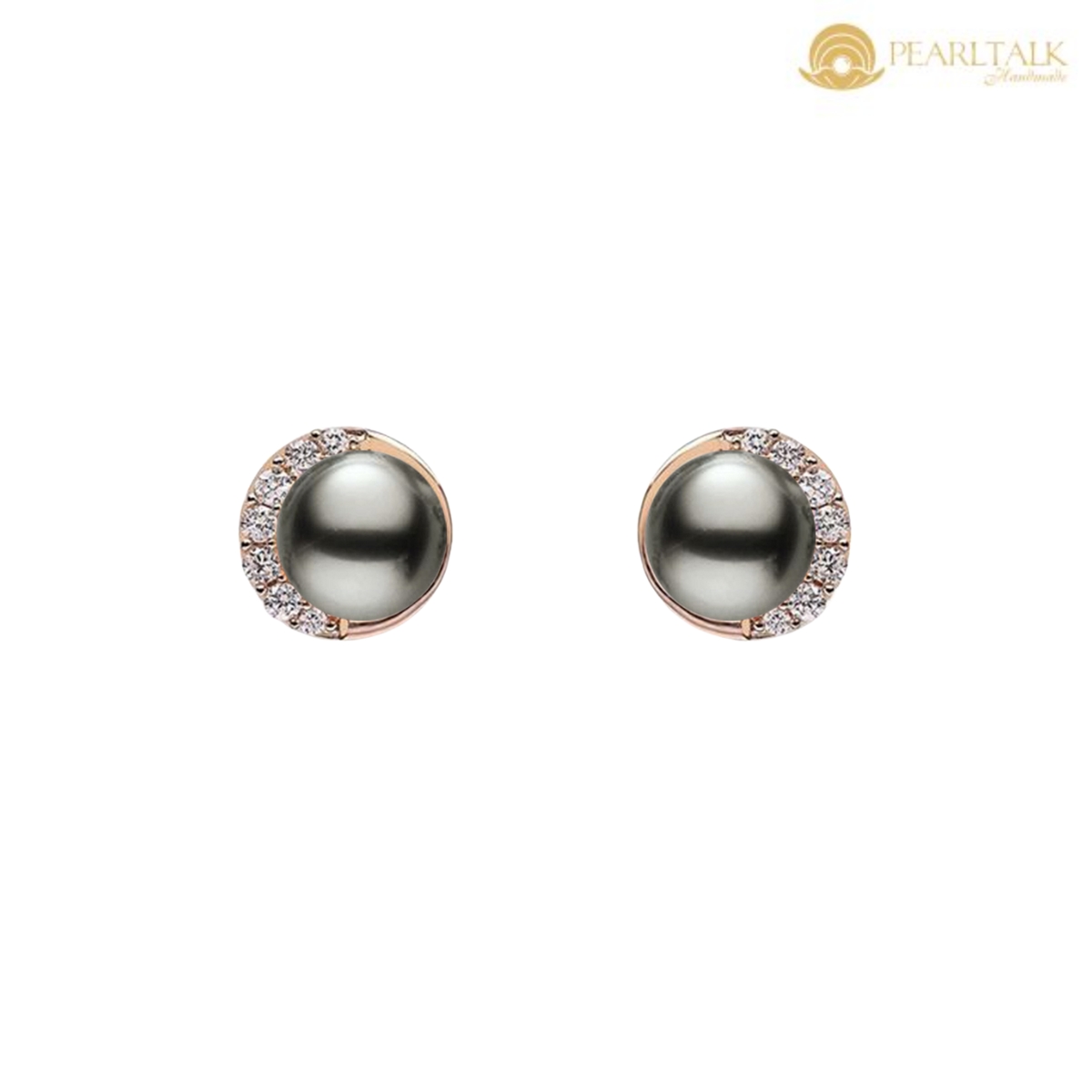 BÔNG TAI NGỌC TRAI TAHITI ĐEN 8MM